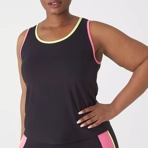 Livi Active Black Tank Top with Pink and Yellow Accents 14/16 (5563)